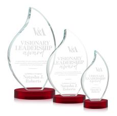 Teague on Alberton Base Red Flame Crystal Trophy - Crystal Trophies