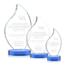 Teague on Alberton Base Sky Blue Flame Crystal Trophy - Crystal Trophies