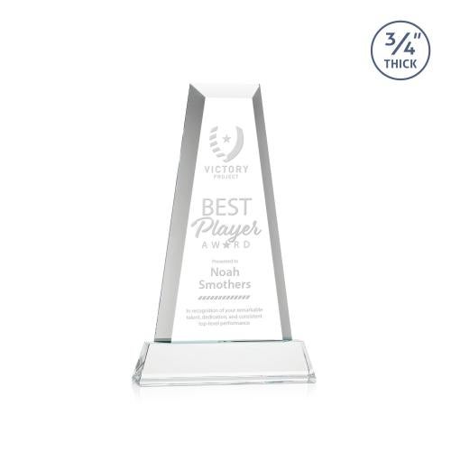 Awards and Plaques - Crystal Trophies - Barrios Tower on Helton Base - Clear