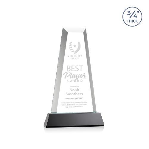 Awards and Plaques - Crystal Trophies - Barrios Tower on Helton Base - Black