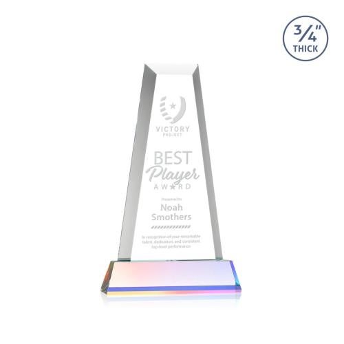 Awards and Plaques - Crystal Trophies - Barrios Tower on Helton Base - Prismatic