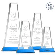 Barrios Tower on Helton Base - Sky Blue - Crystal Trophies
