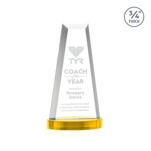 Awards and Plaques - Crystal Trophies - Barrios Tower on Alberton Base - Gold