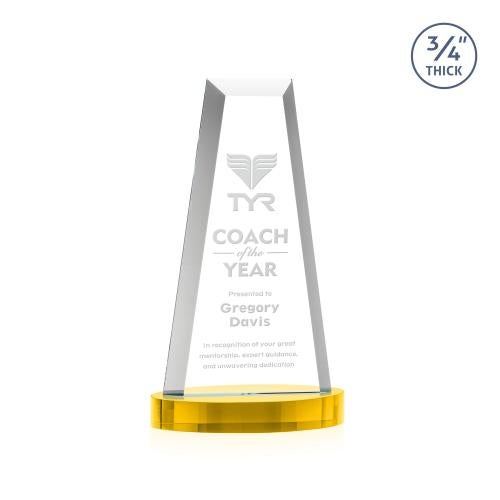 Awards and Plaques - Crystal Trophies - Barrios Tower on Alberton Base - Gold