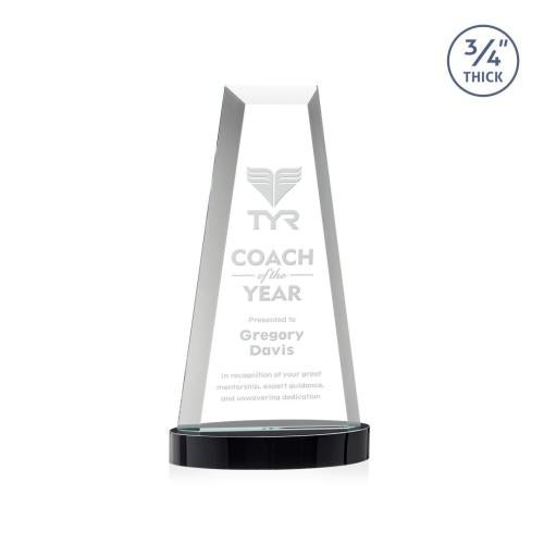 Awards and Plaques - Crystal Trophies - Barrios Tower on Alberton Base - Black