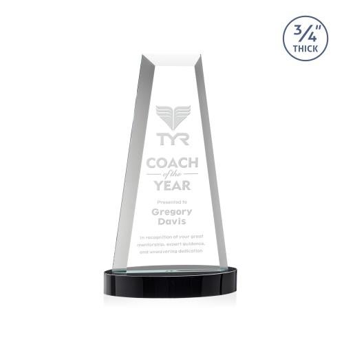 Awards and Plaques - Crystal Trophies - Barrios Tower on Alberton Base - Black