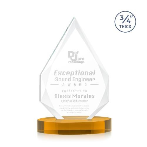 Awards and Plaques - Crystal Trophies - Archer on Alberton Base Amber Peaks Crystal Trophy