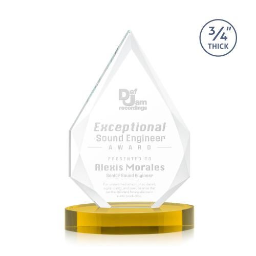 Awards and Plaques - Crystal Trophies - Archer on Alberton Base Gold Peaks Crystal Trophy