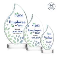 Teague  Full Color on Alberton Base Clear Flame Crystal Trophy - Crystal Trophies