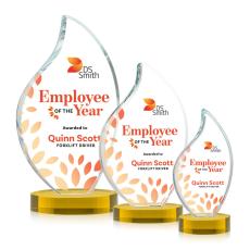 Teague Full Color on Alberton Base Gold Flame Crystal Trophy - Crystal Trophies