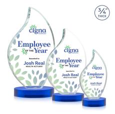 Teague Full Color on Alberton Base Blue Flame Crystal Trophy - Crystal Trophies
