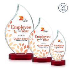 Teague Full Color on Alberton Base Red Flame Crystal Trophy - Crystal Trophies
