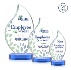 Teague Full Color on Alberton Base Sky Blue Flame Crystal Trophy - Crystal Trophies