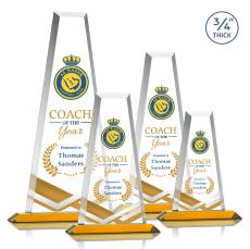 Barrios Full Color Amber Towers Crystal Trophy - Crystal Trophies