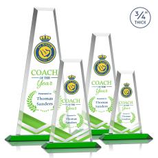 Barrios Full Color Green Towers Crystal Trophy - Crystal Trophies