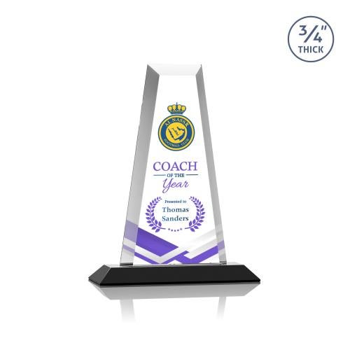 Awards and Plaques - Crystal Trophies - Barrios Full Color Black Towers Crystal Trophy