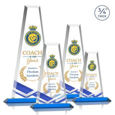 Barrios Full Color Sky Blue Towers Crystal Trophy - Custom Trophies
