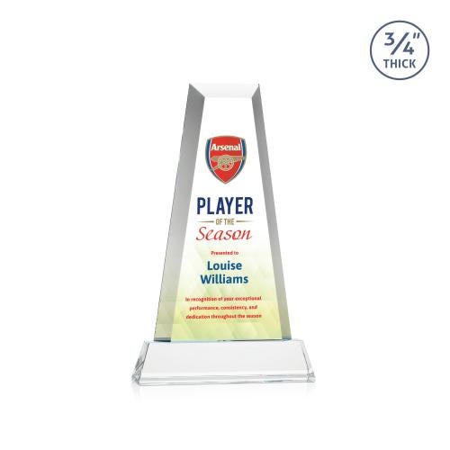 Awards and Plaques - Crystal Trophies - Barrios  Full Color on Helton Base Clear Towers Crystal Trophy