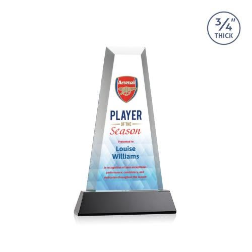 Awards and Plaques - Crystal Trophies - Barrios  Full Color on Helton Base Black Towers Crystal Trophy