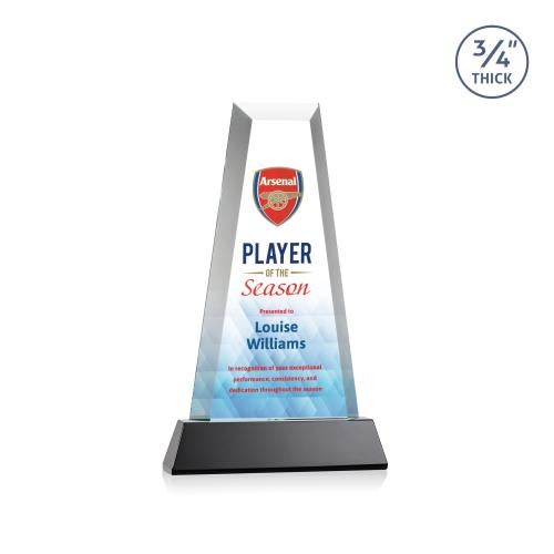Awards and Plaques - Crystal Trophies - Barrios  Full Color on Helton Base Black Towers Crystal Trophy