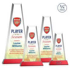 Barrios Full Color on Helton Base Red Towers Crystal Trophy - Custom Trophies