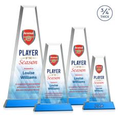 Barrios Full Color on Helton Base Sky Blue Towers Crystal Trophy - Custom Trophies