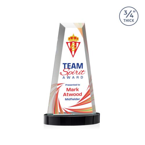 Awards and Plaques - Crystal Trophies - Barrios Full Color on Alberton Base Black Towers Crystal Trophy