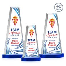 Barrios Full Color on Alberton Base Blue Towers Crystal Trophy - Custom Trophies