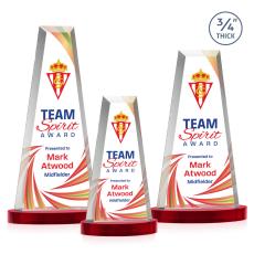 Barrios Full Color on Alberton Base Red Towers Crystal Trophy - Crystal Trophies