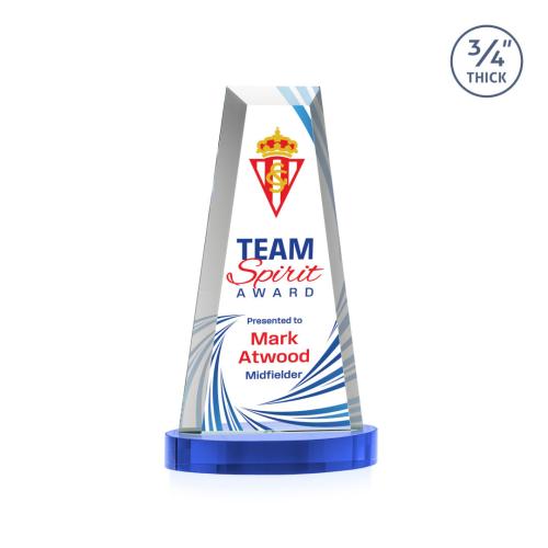 Awards and Plaques - Crystal Trophies - Barrios Full Color on Alberton Base Sky Blue Towers Crystal Trophy