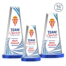 Barrios Full Color on Alberton Base Sky Blue Towers Crystal Trophy - Crystal Trophies