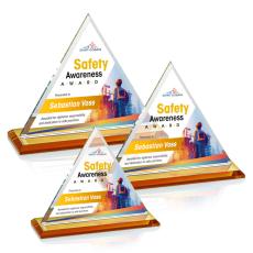 Melton Full Color Amber Pyramid Crystal Trophy - Crystal Trophies