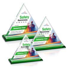 Melton Full Color Green Pyramid Crystal Trophy - Custom Trophies