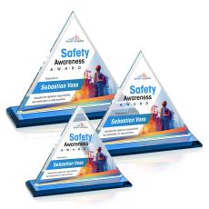 Melton Full Color Sky Blue Pyramid Crystal Trophy - Custom Trophies
