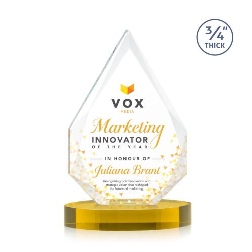 Awards and Plaques - Crystal Trophies - Archer Full Color on Alberton Base Gold Peaks Crystal Trophy