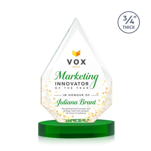 Awards and Plaques - Crystal Trophies - Archer Full Color on Alberton Base Green Peaks Crystal Trophy