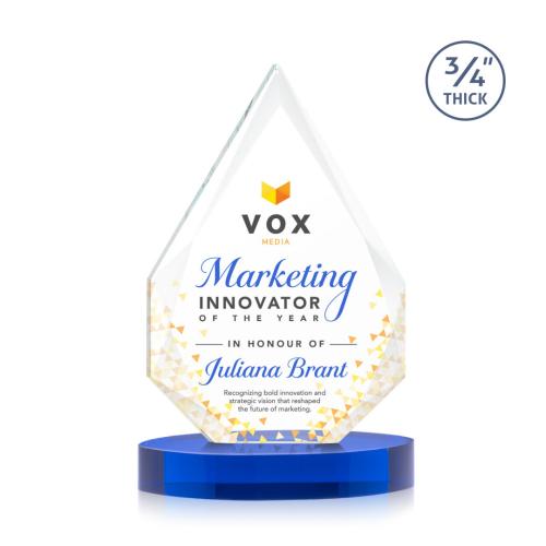 Awards and Plaques - Crystal Trophies - Archer Full Color on Alberton Base Blue Peaks Crystal Trophy