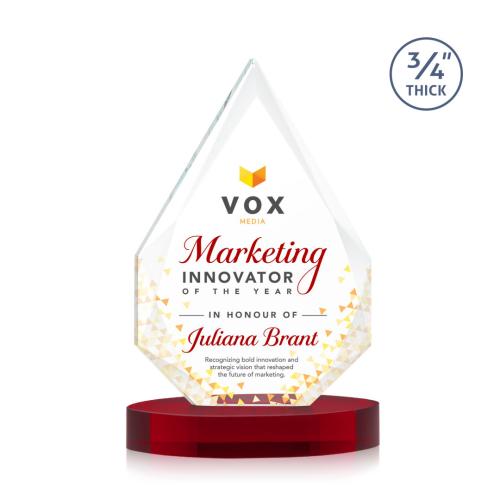 Awards and Plaques - Crystal Trophies - Archer Full Color on Alberton Base Red Peaks Crystal Trophy