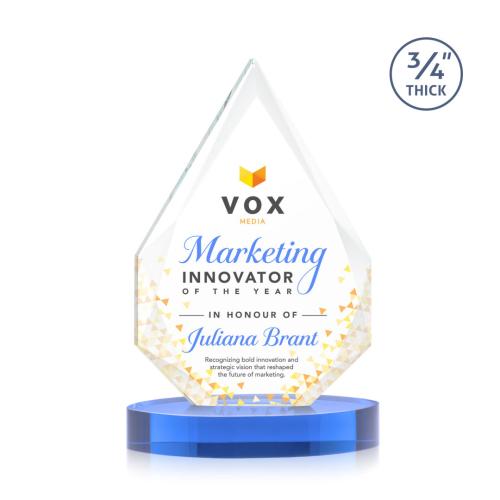 Awards and Plaques - Crystal Trophies - Archer Full Color on Alberton Base Sky Blue Peaks Crystal Trophy