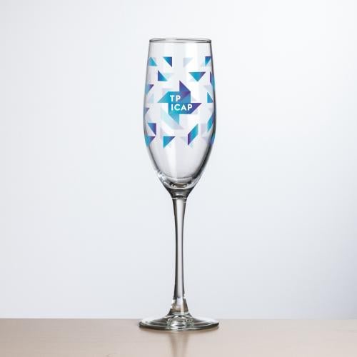Custom Barware Glasses - Champagne Glasses - Barrera Flute - Full Color