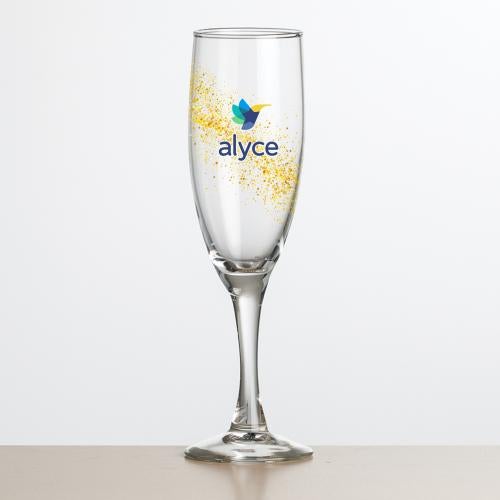 Custom Barware Glasses - Champagne Glasses - Reese Flute - Full Color