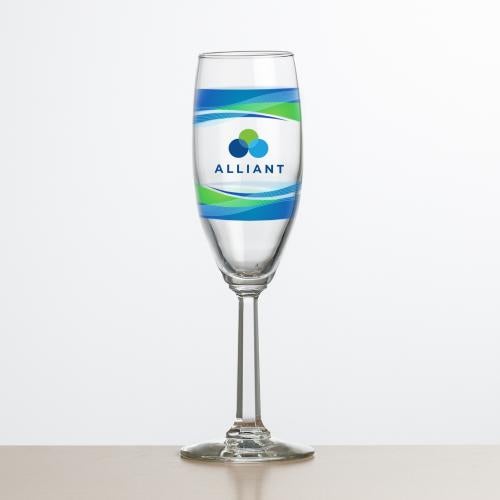 Custom Barware Glasses - Champagne Glasses - Leblanc Flute - Full Color