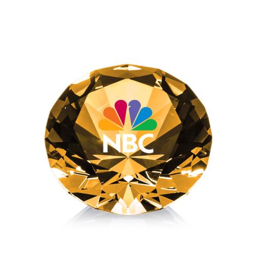 Awards and Plaques - Diamond Trophies - Diamond Full Color Amber Crystal Trophy