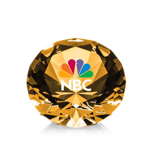 Awards and Plaques - Diamond Trophies - Diamond Full Color Amber Crystal Trophy