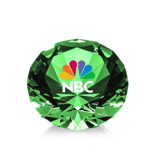 Awards and Plaques - Crystal Trophies - Diamond Full Color Emerald Crystal Trophy