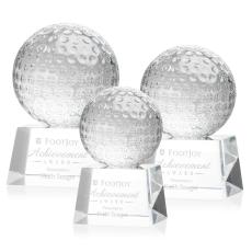Golf Ball Globe on Small Base Crystal Trophy - Crystal Golf Trophies