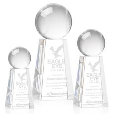 Baseball Globe on Tall Base Crystal Trophy - Baseball Trophies