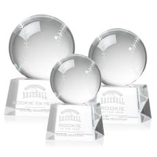 Baseball Globe on Small Base Crystal Trophy - Baseball Trophies