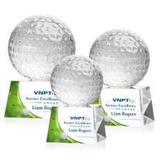 Golf Ball Full Color Globe on Small Crystal Trophy - Golf Trophies