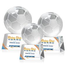 Soccer Ball Full Color Globe on Small Crystal Trophy - Soccer Trophies